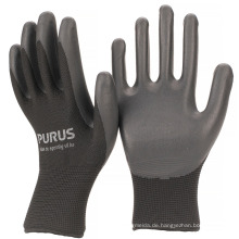 Sicherheits-Handschuhe / PU beschichtete Nylon-Arbeitshandschuhe / 13G gestrickte schwarze Nylon-PU-Handschuhe arbeiten Sicherheitshandschuhe